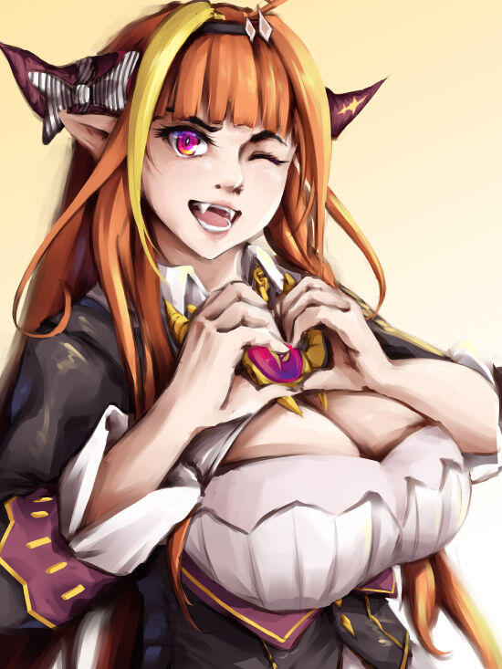 Digital fanart of Kyriu Coco, a Vtuber from Hololive. The artwork is a commemoration for her graduation. She smiles while winking at the viewer, with her hands forming a heart.