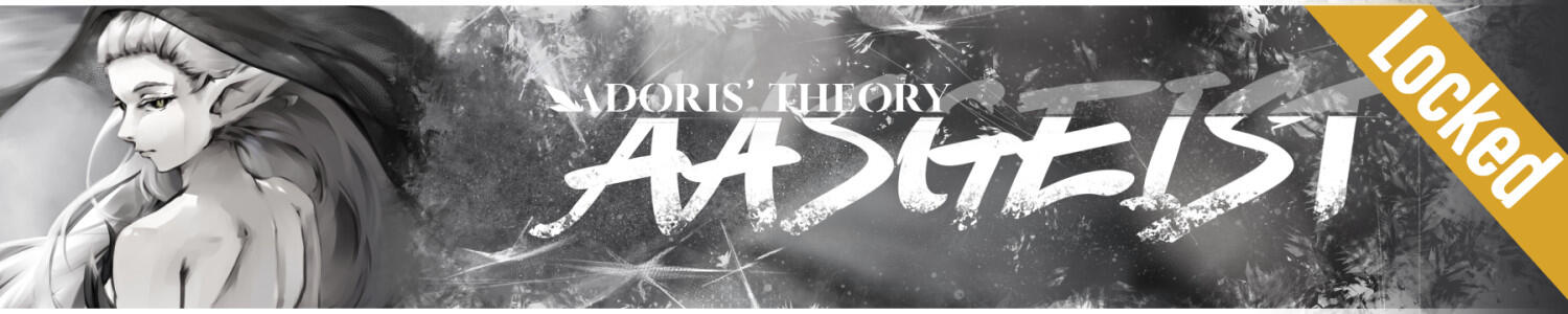 Images of a yet to make storie. This image already has the title of their respective storie however. The logo reads "Adoris' Theory: Aasgeist" and is marked as "Locked", suggesting that it will eventually lead to their own site.